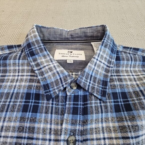 Thread & Cloth Flannel Shirt Women's XXL Blue Long Sleeve Button Down EUC - Picture 5 of 14